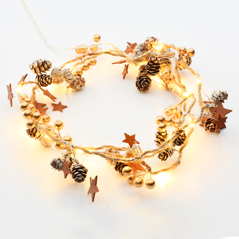 ^ BROWN XMAS GARLAND,20 ΜΙΝΙ LED ΛΑΜΠ.WW ΜΠΑΤ.(2XAA) ΑΣΗΜΙ ΚΑΛ ΧΑΛΚΟΥ IP20 180+30CM ΔΙΑΦ ΚΑΛ ΤΡΟΦ  -X07201147